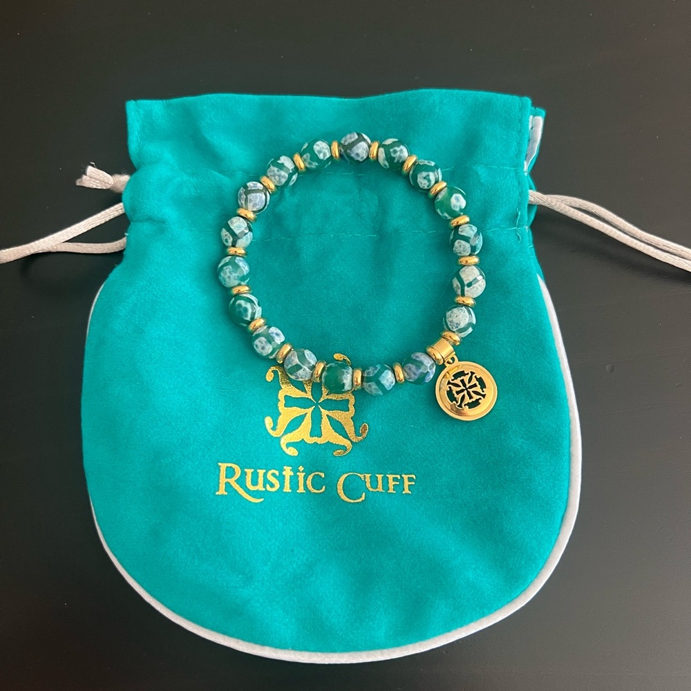 Custom Rustic Cuff Beaded Bracelet - Turquoise Beads